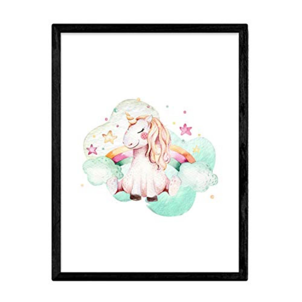 POSTER Kinder Tiere Einhorn Regenbogen A3 Rahmenlos - Klar, Papier (29.7/5/42cm) - Nacnic