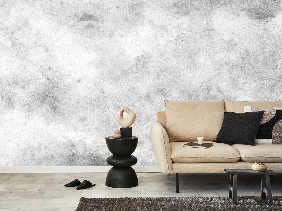 FOTOTAPETE für Wohnzimmer Grauer Beton Minimalismus Loft 400x280 - Weiß/Grau, Papier (400/280cm) - Muralo