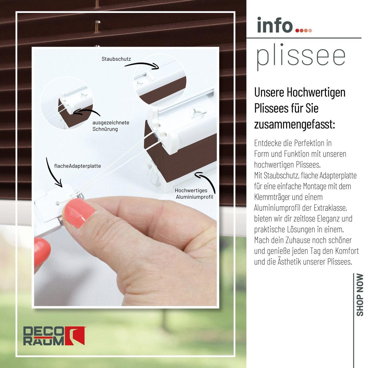 PLISSEE Basic 115 x 150cm Klemmfix ohne Bohren - Dunkelbraun, Textil (115/150cm) - Deco-Raum