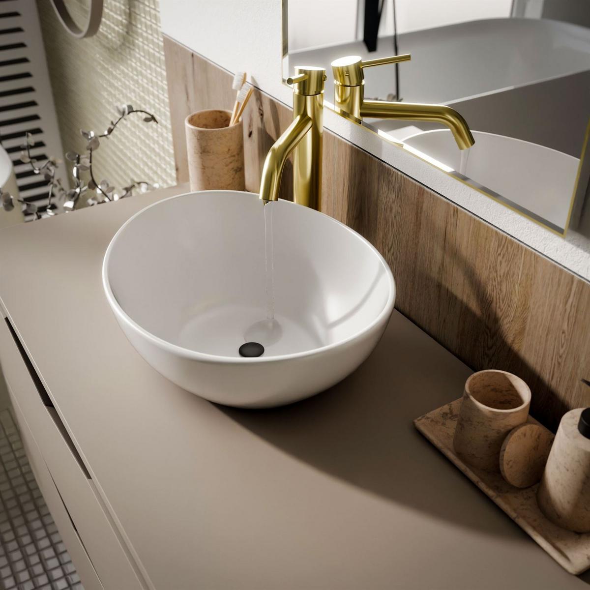BADEZIMMERSET MIRA mit Regal II 80 cm - Kaschmir, Holzwerkstoff (80/50/46cm) - Lookway