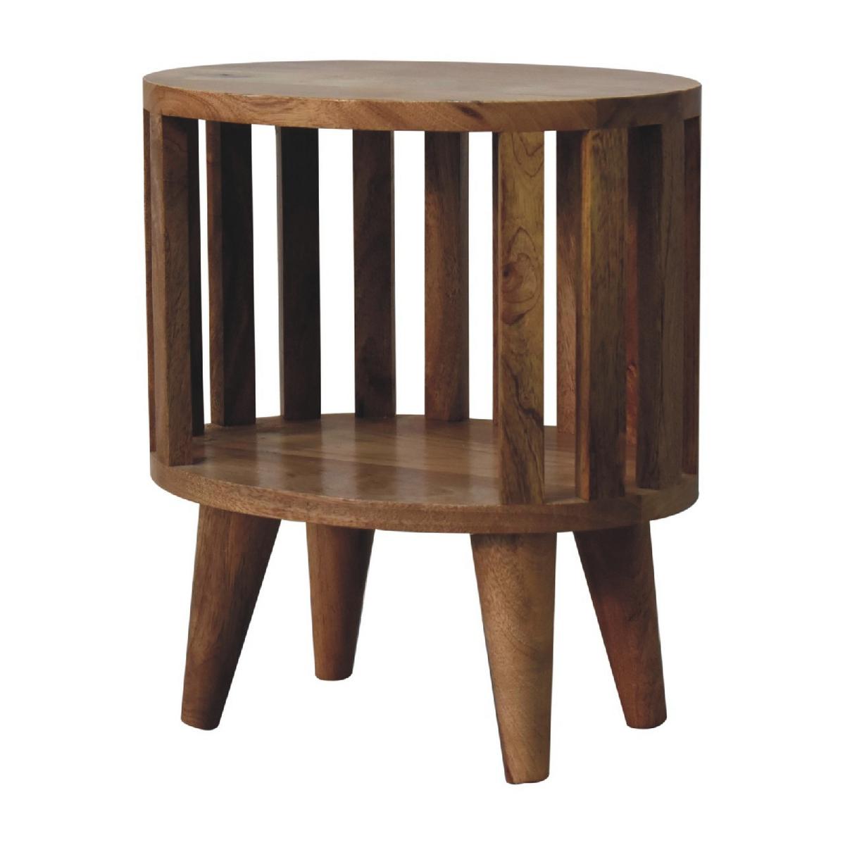 NACHTTISCH ARIELLA MIT EINFACHER REGAL - Beige/Messingfarben, Holz/Metall (36/40/26cm) - Artisan Furniture