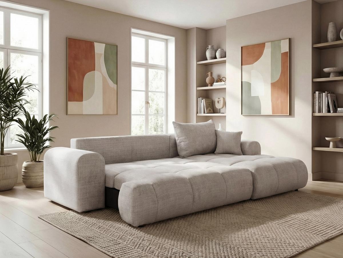 ECKSOFA MILANO Rechts mit Schlaffunktion und Bettkasten Grau - Grau, Kunststoff/Textil (265/145cm) - Idohome