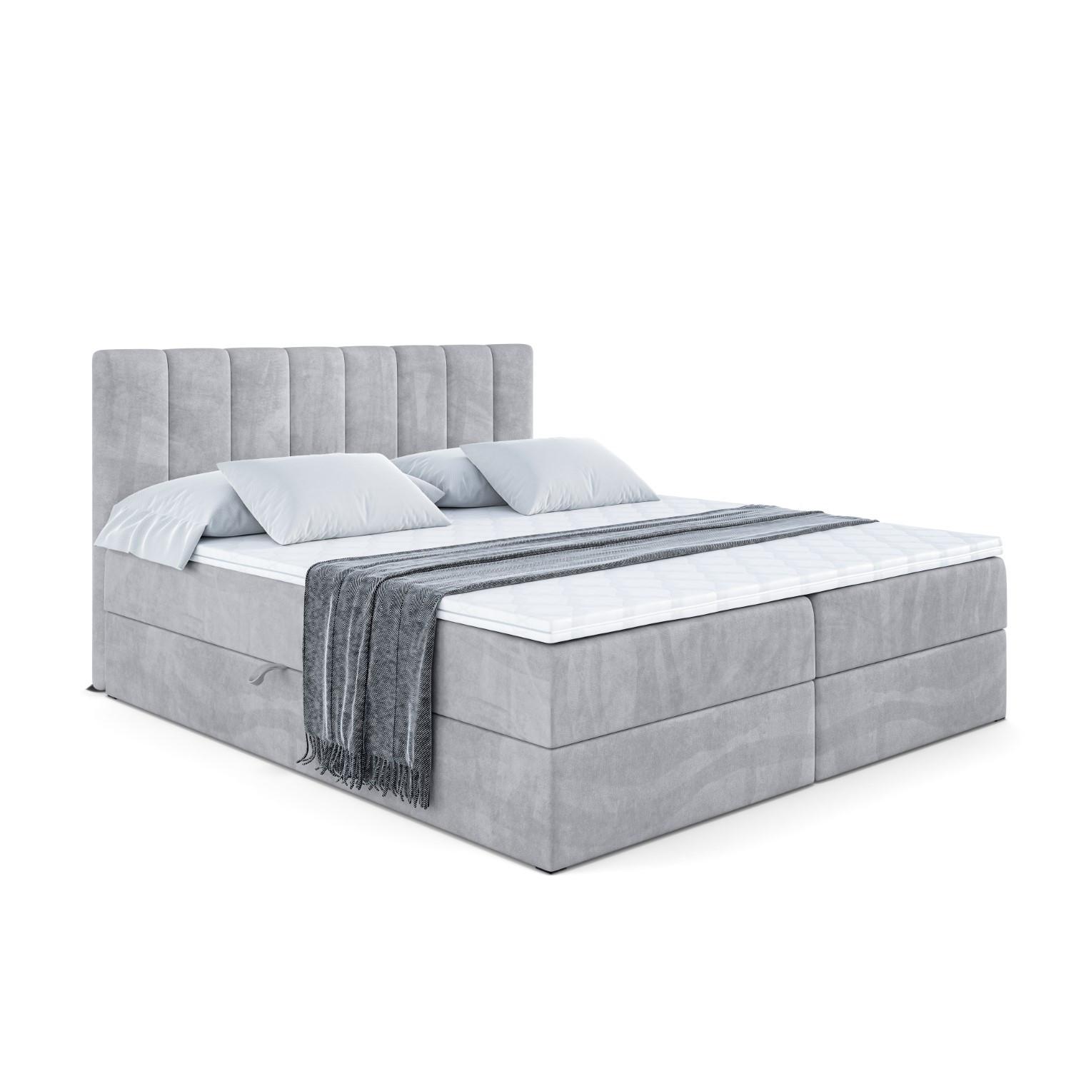 BOXBETT mit Matratze H4 und Lattenrost - OTTA - 140x200 cm - H4 - Hellgrau - Hellgrau, Holzwerkstoff (140/200cm) - ALTDECOR