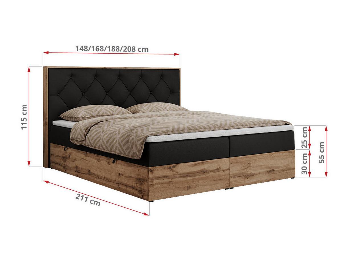 BOXBETT VENETO 200/200 Schwarz Kunstleder - H3 - Schwarz, Holz/Textil (200/200cm) - MKS