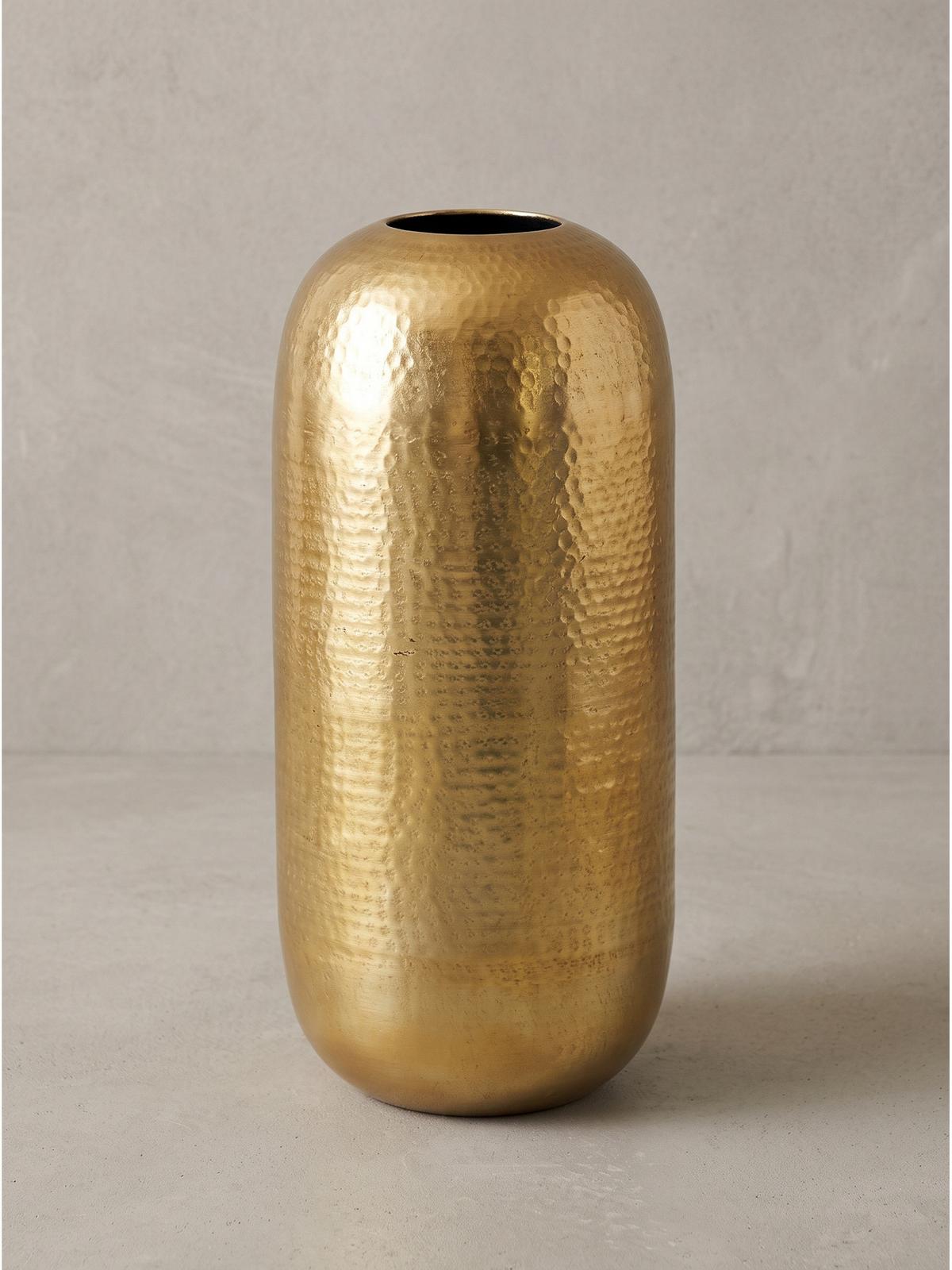 BODENVASE AMALFI, Aluminium, handgefertigt, Gold, Ø 20 x 45 cm - Goldfarben, Metall (45cm) - KADIMA DESIGN