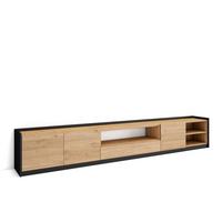 LOWBOARD, Eiche Schwarz, 310/37/50cm - Eichefarben, Holzwerkstoff (310/50/37cm) - Skraut Home
