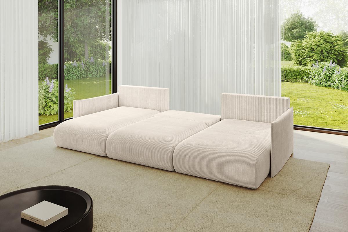 WOHNLANDSCHAFT mit Schlaffunktion und Bettkasten ONESK-U 317x177x72 Beige Cord - Beige, Holzwerkstoff/Kunststoff (317/72/177cm) - ALTDECOR