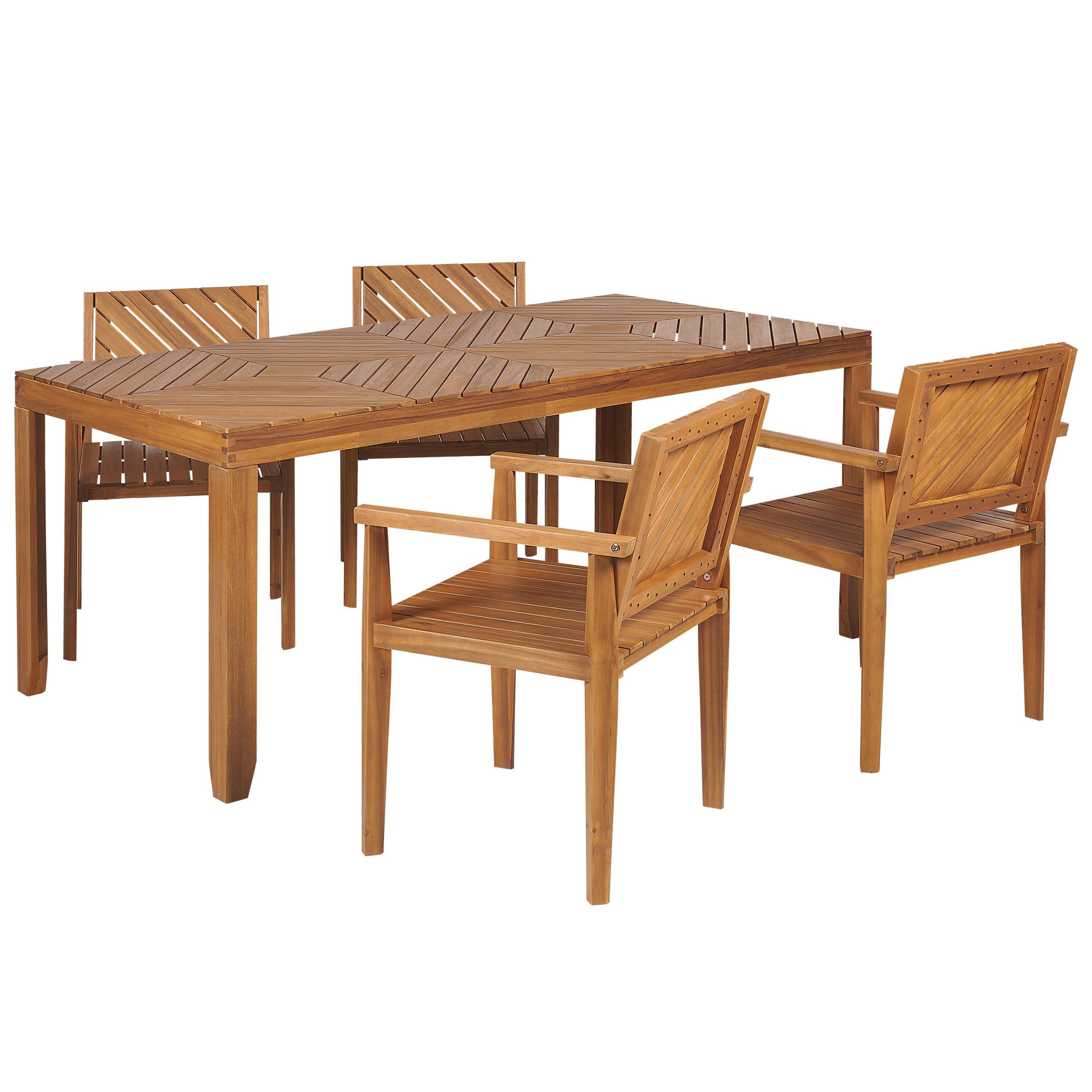 GARTENMÖBEL SET 4-Sitzer Akazienholz hellbraun Baratti - Hellbraun, Holz - Beliani