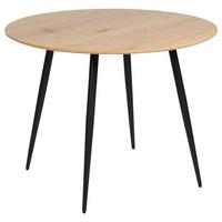 ESSTISCH heller Holzfarbton/schwarz 100 cm rund Bjorka - Hellbraun/Schwarz, Holzwerkstoff (100/100/76cm) - Beliani