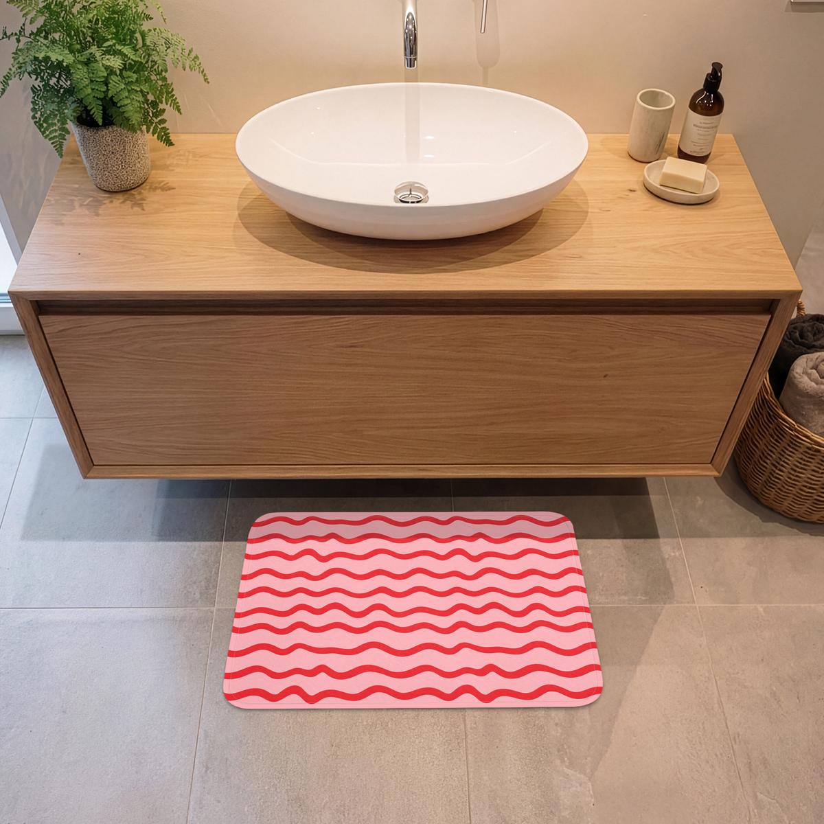 BADEMATTE Verspielt - Muster - Rot 60x40 cm - Rosa, Textil (60/40cm) - OnlyWow