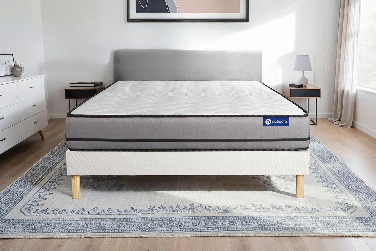 BETT Actimemo night Memory-Schaum 80 x 200 cm h4 - Kit Bettgestell Weiß - Beige/Weiß, Karton/Holz (80/200cm) - ACTISOM
