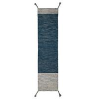 WOLLTEPPICH handgewebt mit Fransen BALA, gestreift, Blau, 60 x 200 cm - Blau, Textil (200/60cm) - KADIMA DESIGN