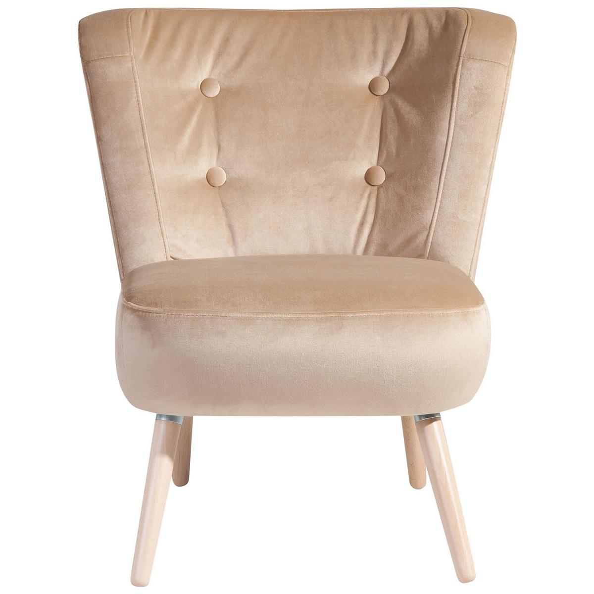 SESSEL Kassi Bezug Samtvelours Buche natur / sand - Sandfarben, Kunststoff (69/80/68cm) - 58aufmkessel
