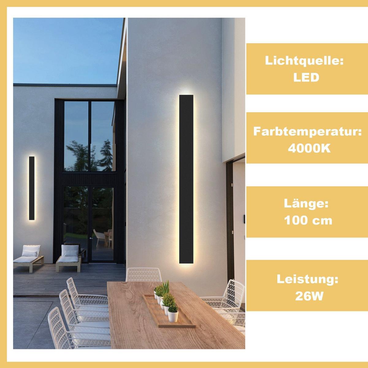 LED WANDLEUCHTE Christine - Schwarz, Metall (8/4/100cm) - Nettlife