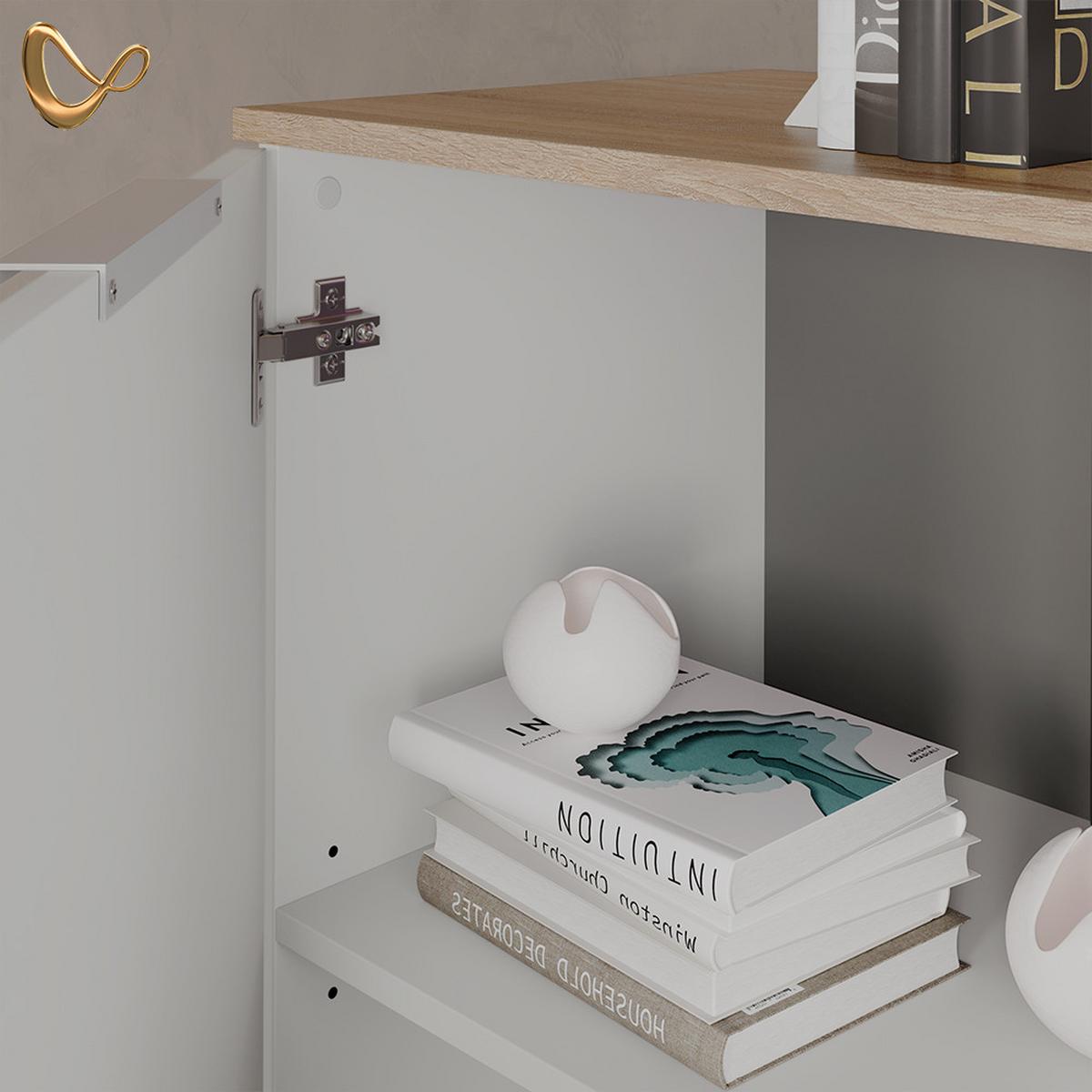 KOMMODE Piave Weiß mit Regal - Weiß, Holzwerkstoff (50/80/40cm) - Livinity®