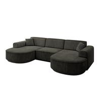 WOHNLANDSCHAFT MARI-U1-v3 - 303x171x83 cm Schwarz Velours - Schwarz, Holzwerkstoff/Kunststoff (303/83/171cm) - ALTDECOR