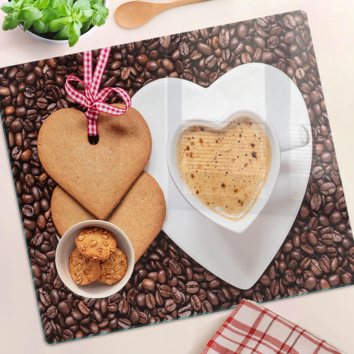 GLASPLATTE 60x52 cm Kaffee und Lebkuchen - Braun, Glas (60/0.4/52cm) - TULUP