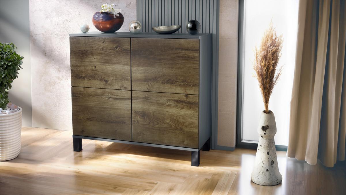 KOMMODE Rova Eiche Ribbeck - Alteiche, Holzwerkstoff (92.5/84.5/35cm) - Vladon