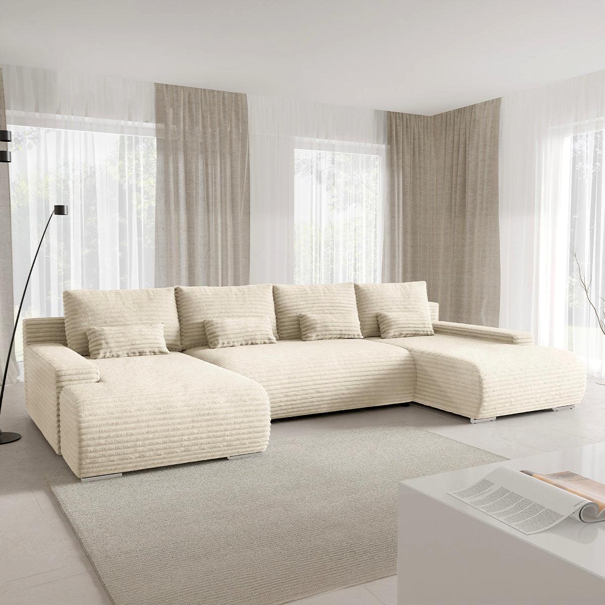 PANORAMASOFA Ivana 4 Sitzplätze Weiß - Weiß, Holz (350/85/172cm) - Petits-meubles