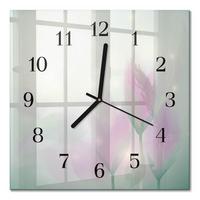WANDUHR aus Glas 30x30 cm - Blumen - Pink, Glas (30/30/0.4cm) - TULUP