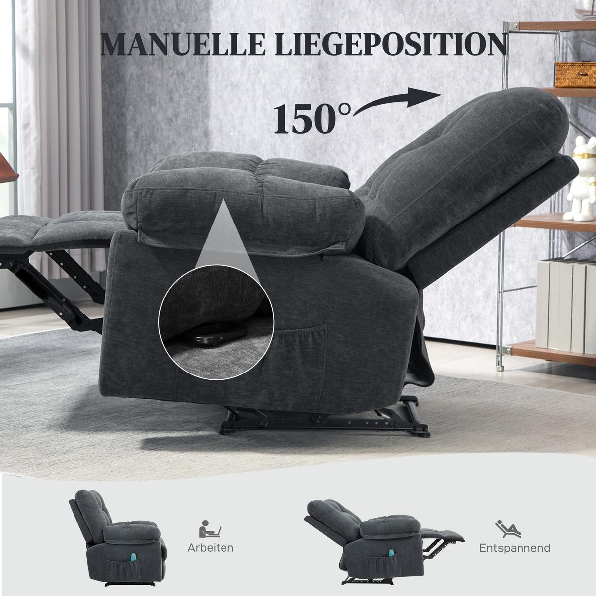 MASSAGESESSEL Polyester Stahl Dunkelgrau - Dunkelgrau, Textil (100/107/102cm) - HOMCOM