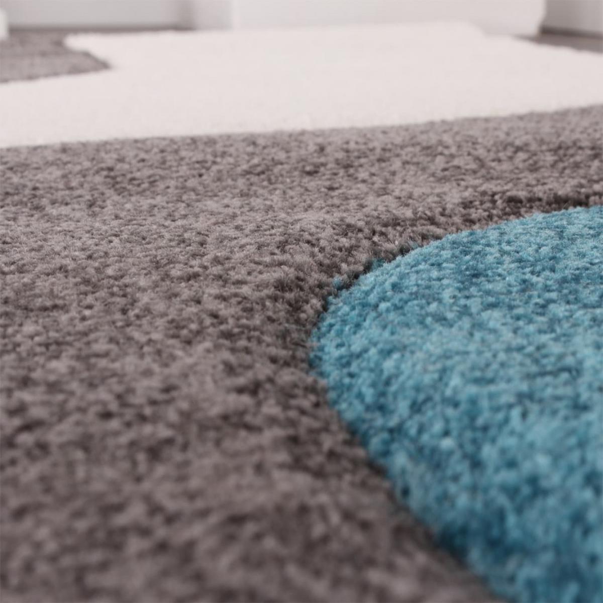 KURZFLORTEPPICH, abstrakt, aus Polypropylen, Türkis, 80 x 150 cm - Blau, Textil (80/150cm) - KADIMA DESIGN