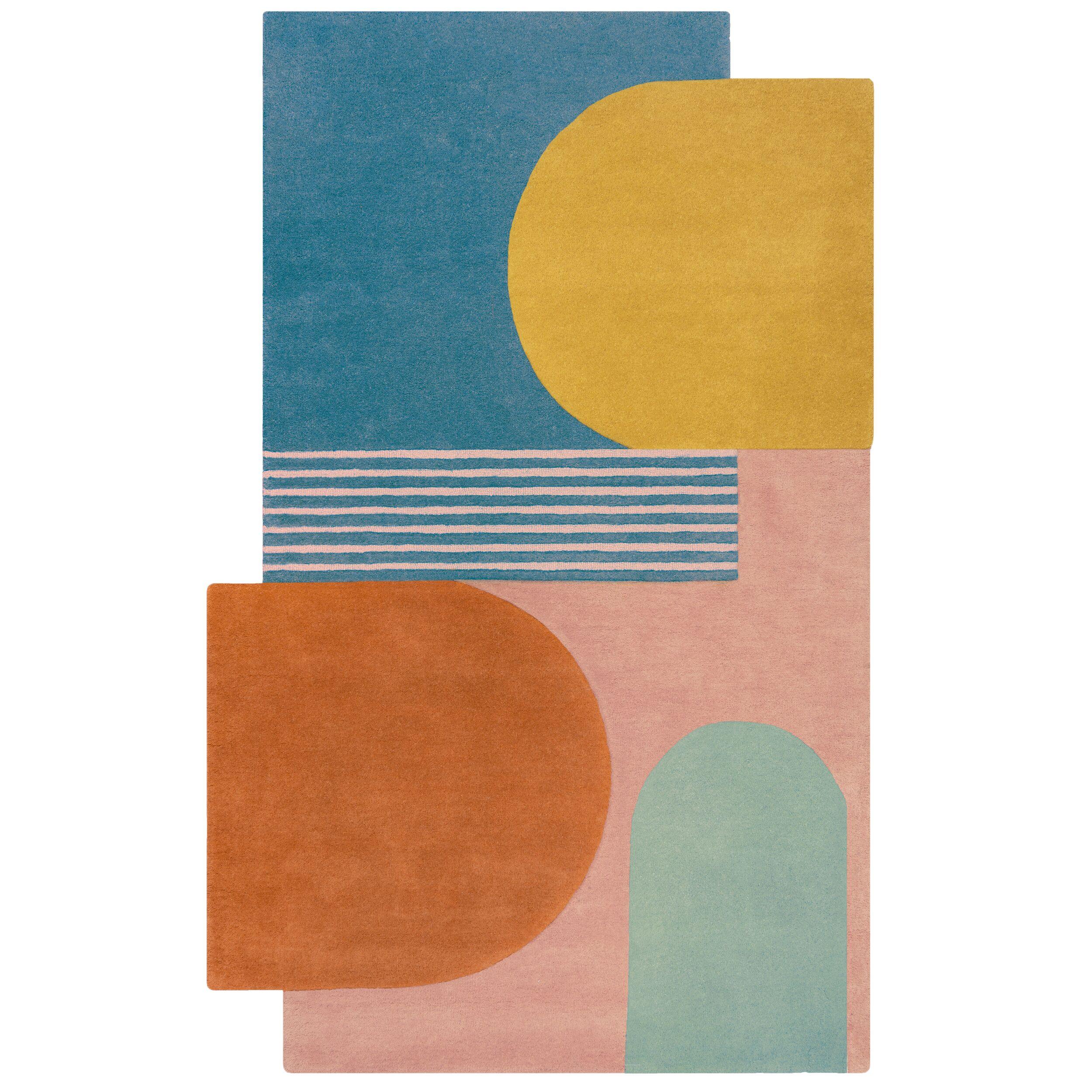 WOLLTEPPICH HALLEIN, abstrakt, aus Wolle, Bright-Bunt, 150 x 240 cm - Multicolor/Hellblau, Textil (240/150cm) - KADIMA DESIGN