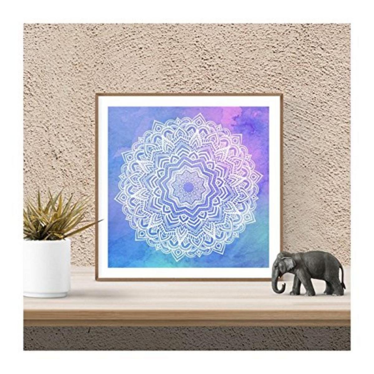 POSTER Set mit 4 Mandalas Wahrheit 20x20cm Schwarzer Rahmen - Schwarz, Papier (20/3cm) - Nacnic