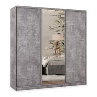 SCHWEBETÜRENSCHRANK TARI 200/205/58 cm 3-türig mit Spiegel und 4 Schubladen Titanfarben - Titanfarben, Holzwerkstoff (200/205/58cm) - MASSENO