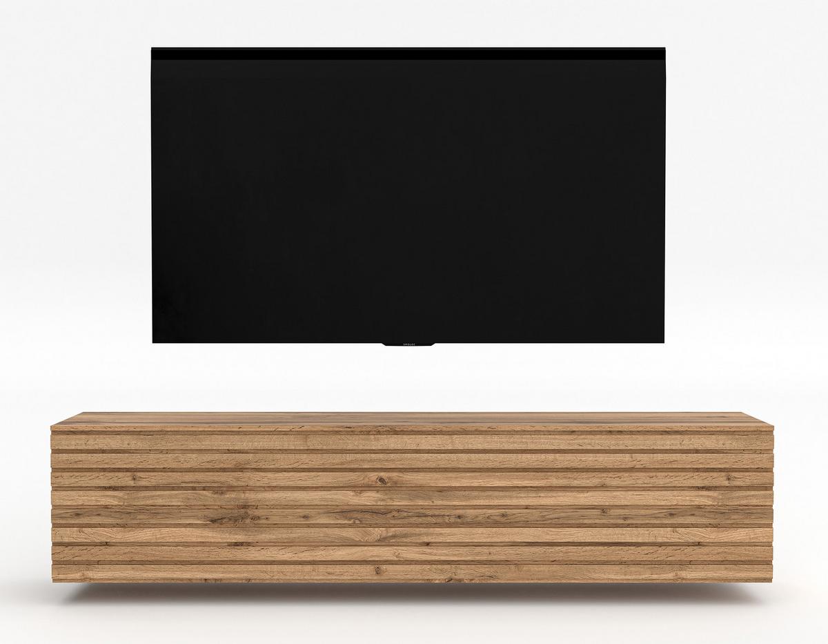 LOWBOARD ZIVOLLI 160 Wotan, Wotan Lamellen 160/34/40 cm – TV-Hängeschrank mit Lamellenfront - Hellbraun, Holzwerkstoff/Kunststoff (160/34/40cm) - AX Living