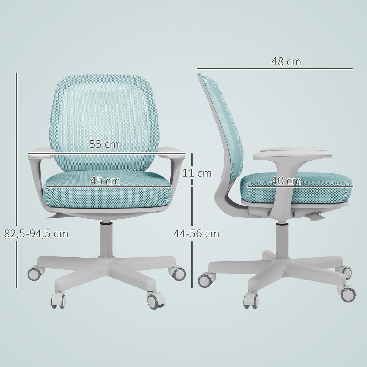 BÜROSTUHL Polyester Kunststoff Grün - Hellgrün/Grau, Kunststoff/Textil (48/94.5/55cm) - Vinsetto