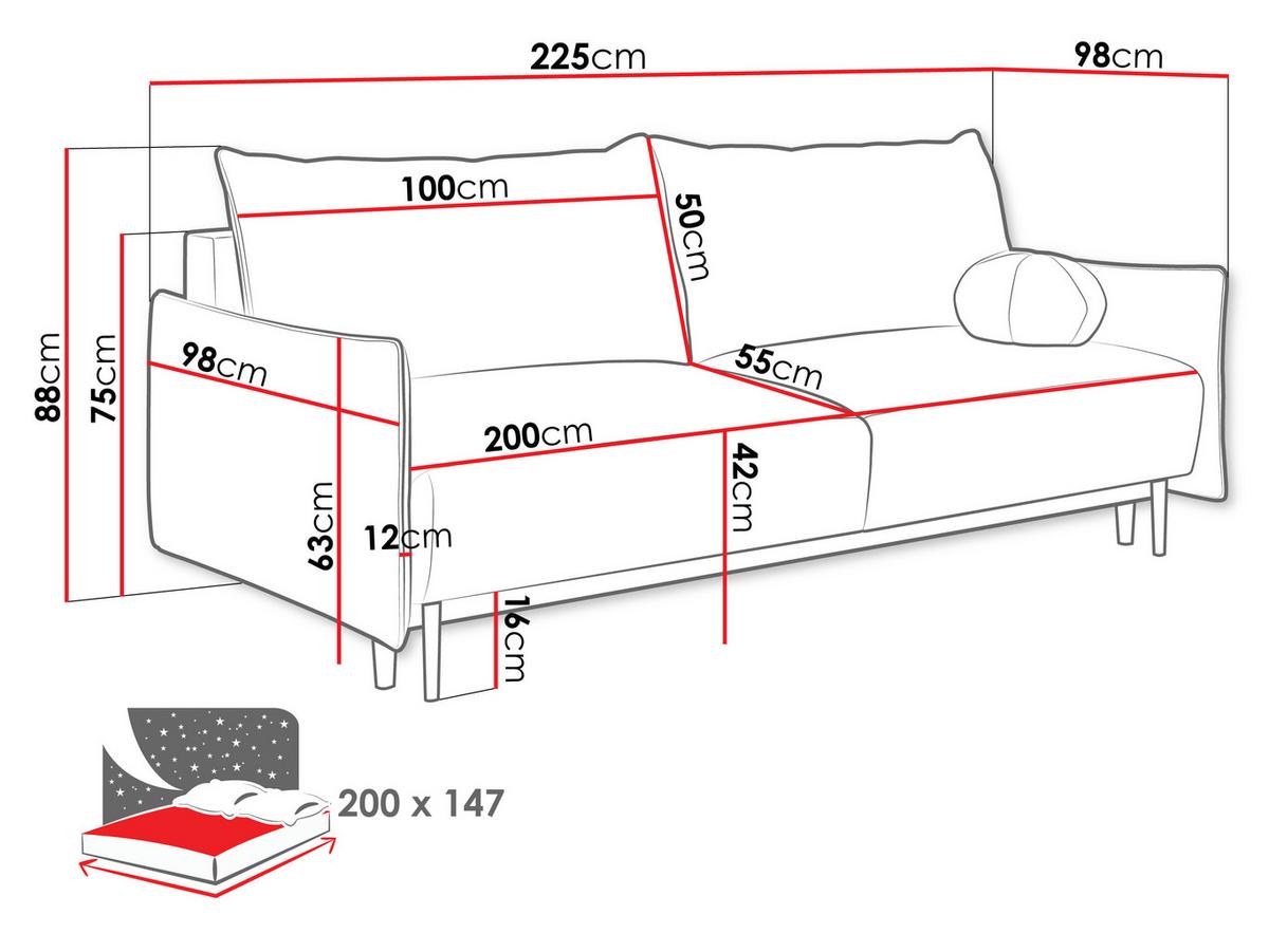 SCHLAFSOFA Dalia - Hellgrau/Schwarz, Holz/Textil (225/88/98cm) - MIRJAN24