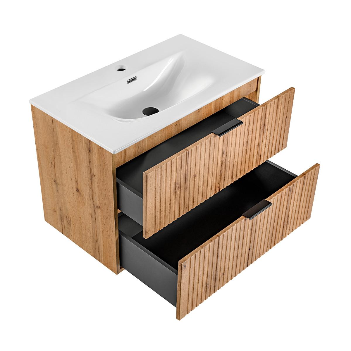 WASCHTISCH 80.2cm Adriel Holz in Eichenoptik - Braun, Holzwerkstoff (80.2/57/46cm) - Petits-meubles