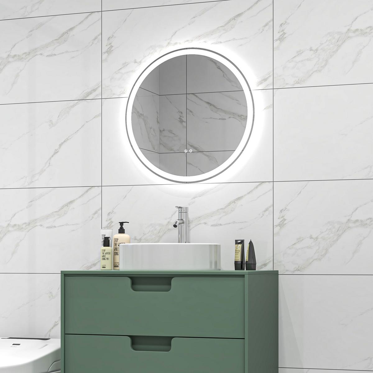 BADEZIMMERSPIEGEL, mit Touch-Funktion, Memory-Funktion, kein Beschlagen - Silberfarben, Glas (3/60/60cm) - Kleankin