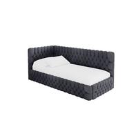 EINZELLBETT Jugendbett mit Bettkasten, Rechts - MULY 100x200 Dunkelgrau - Titanfarben, Holzwerkstoff/Textil (100/200cm) - ALTDECOR