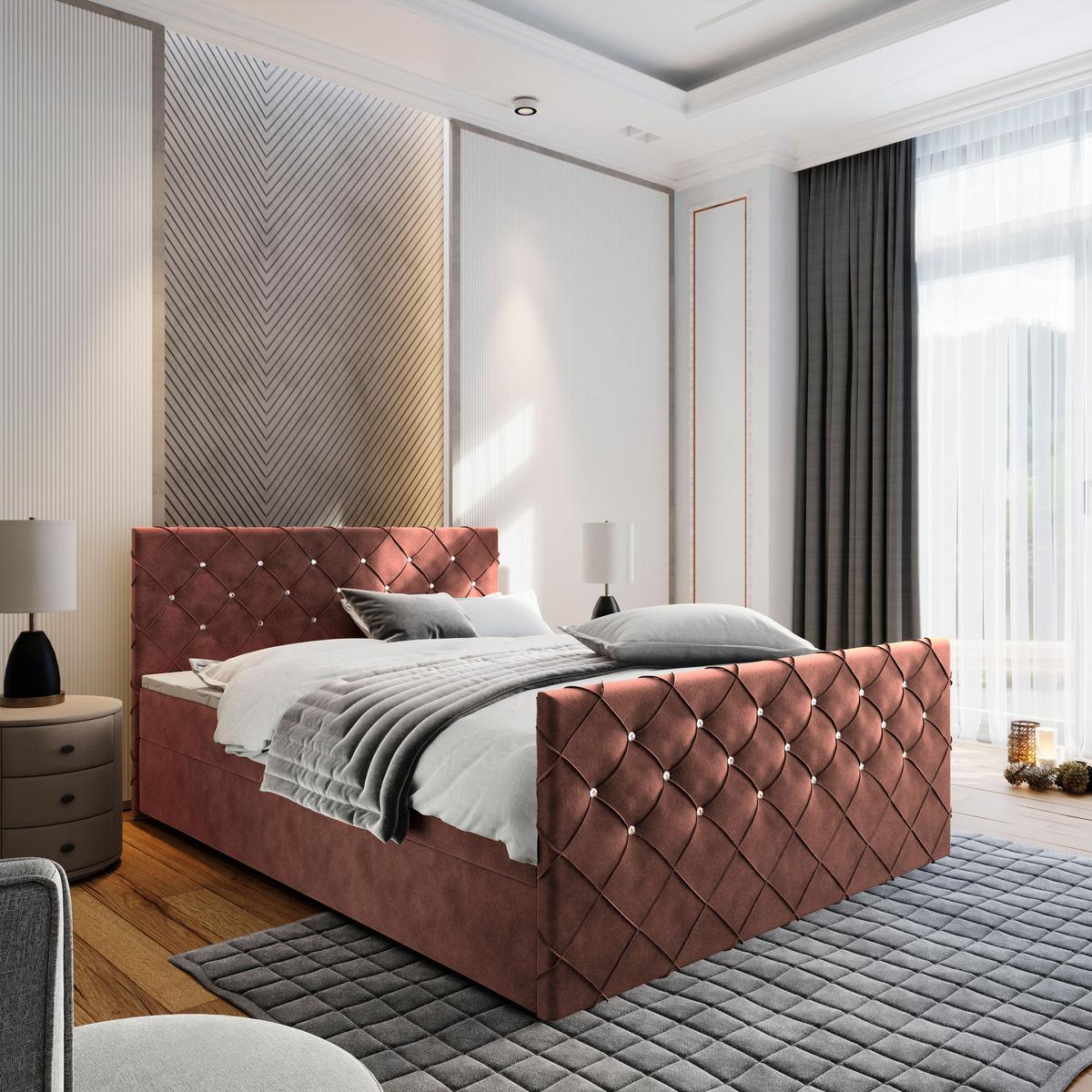 BOXBETT MANDI 140x200 cm mit Matratze und Topper - Rosa - Rosa, Holz (140/200cm) - MASSENO