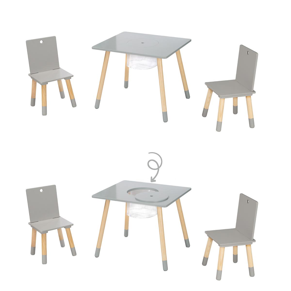 SITZGRUPPE mit Aufbewahrungsnetz - Naturfarben/Grau, Holzwerkstoff/Textil (60/54/50cm) - Roba