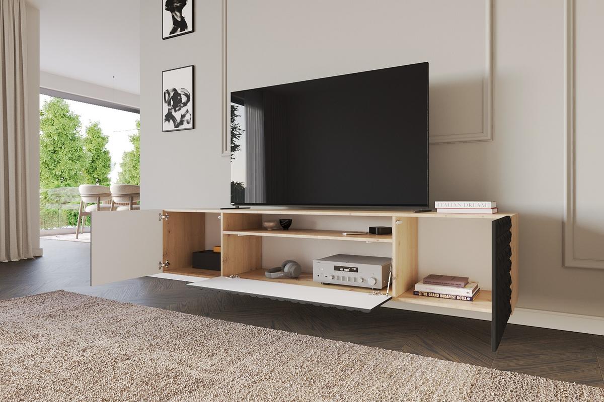 LOWBOARD VIRA-W 200x40x41 cm - Artisan / Schwarz - Schwarz, Holzwerkstoff (200/40/41cm) - ALTDECOR