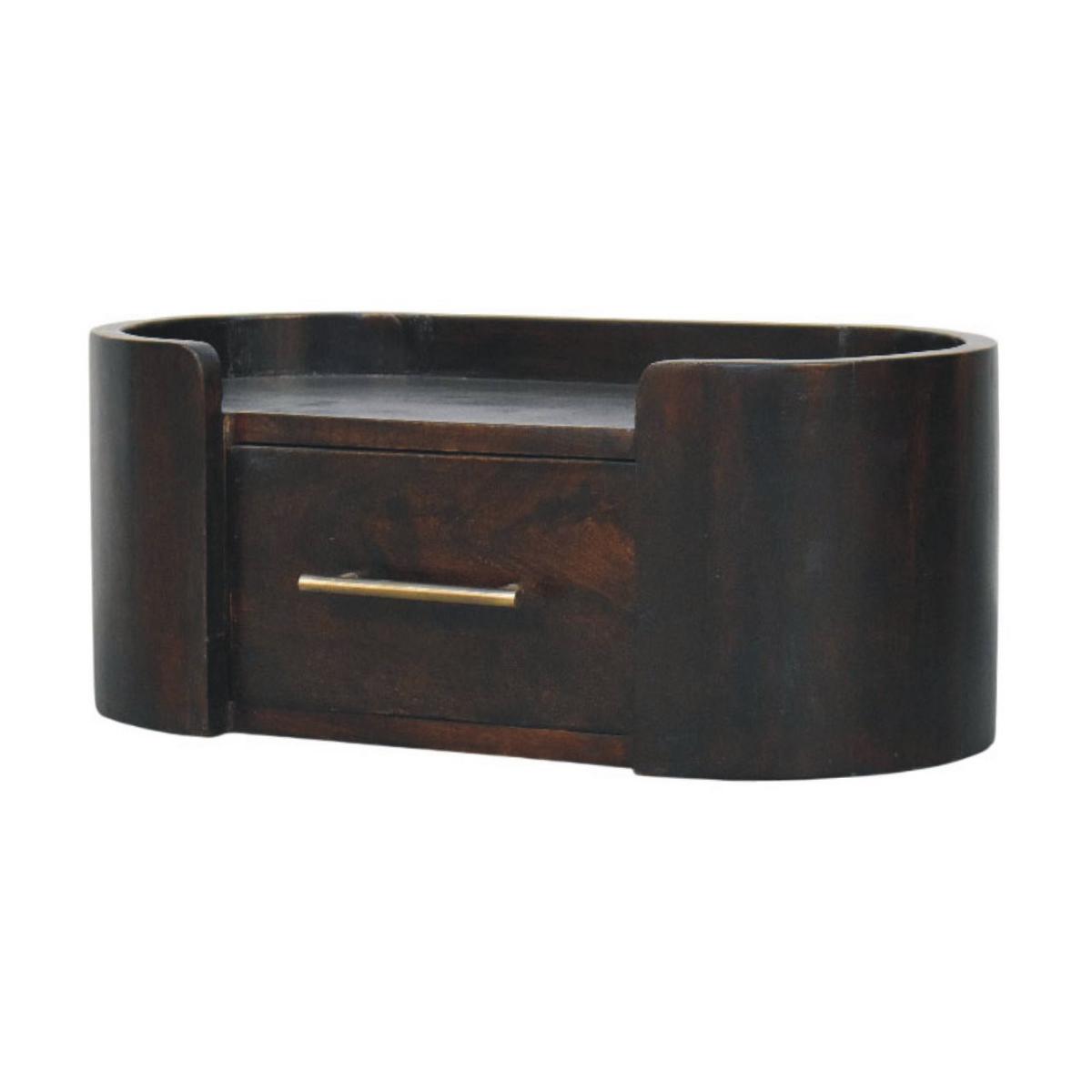 NACHTTISCH mit Samt-Mokka-Finish, 1 Schublade, oberes Fach, dunkelbraun - Dunkelbraun/Goldfarben, Holz/Metall (50/20/25cm) - Artisan Furniture