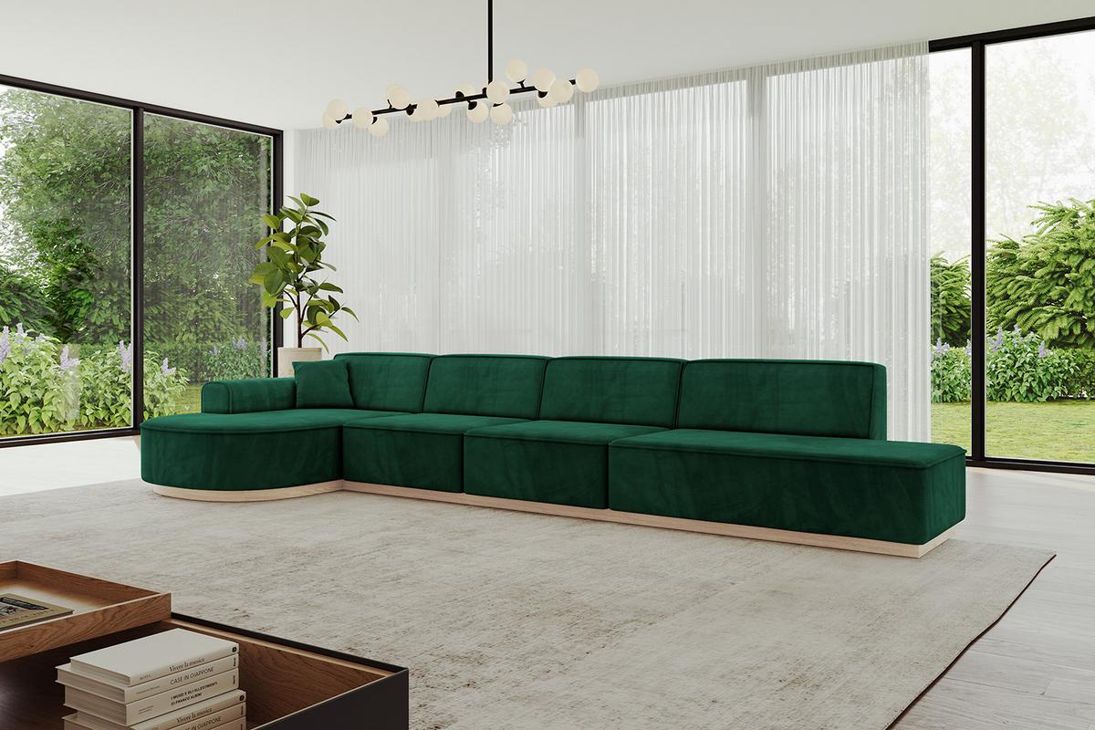 ECKSOFA Ottomane Links ARRIO-L3 - 413x171x83 cm Dunkelgrün - Grün, Holzwerkstoff/Textil (413/171cm) - ALTDECOR