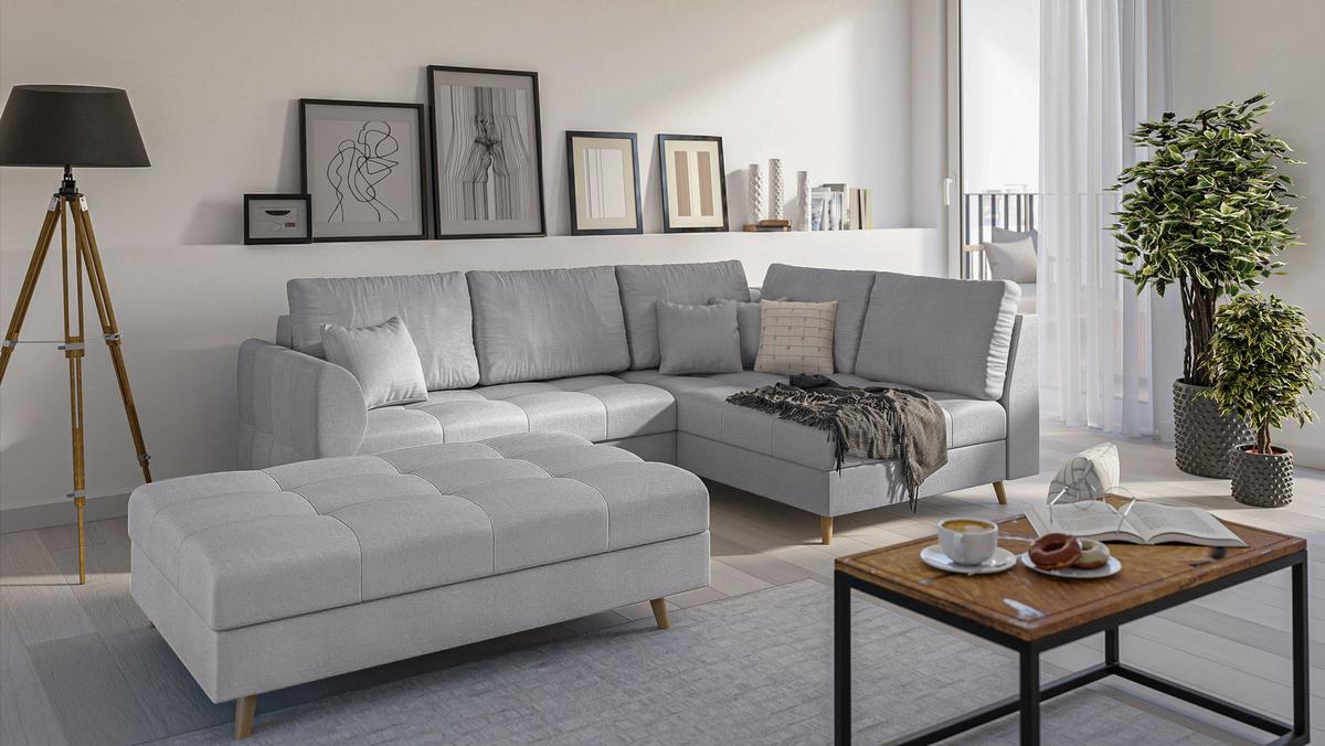 HOCKER Lorine Mikrofaser Grau - Grau, Textil (118/40/73cm) - S-Style Möbel