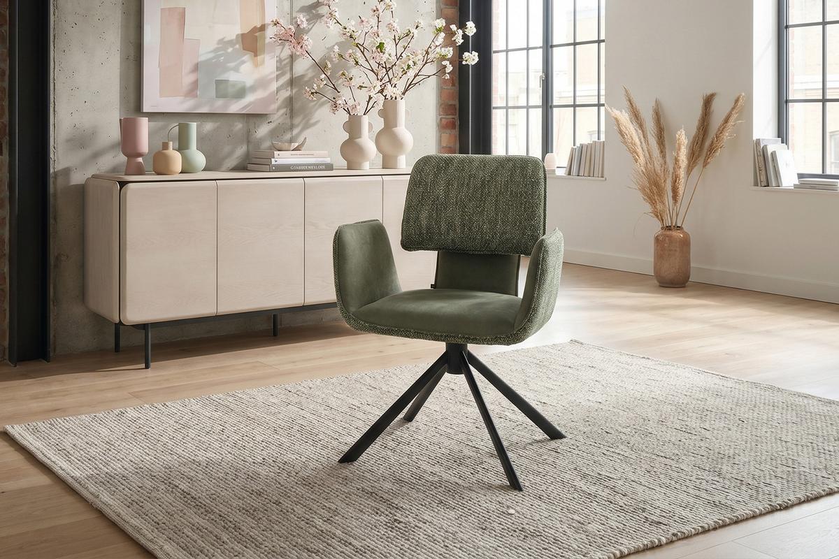 ESSZIMMERSTUHL EDENIA Grün Webstoff Drehbar (360°) (1er-Set) - Grün, Kunststoff/Textil (60/86/65cm) - KAWOLA