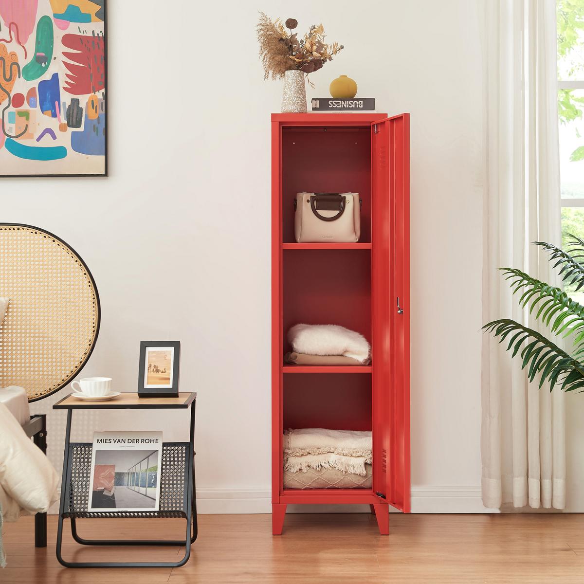 EINZELSPIND Kurikka - Rot, Metall (38/137/38cm) - [en.casa]
