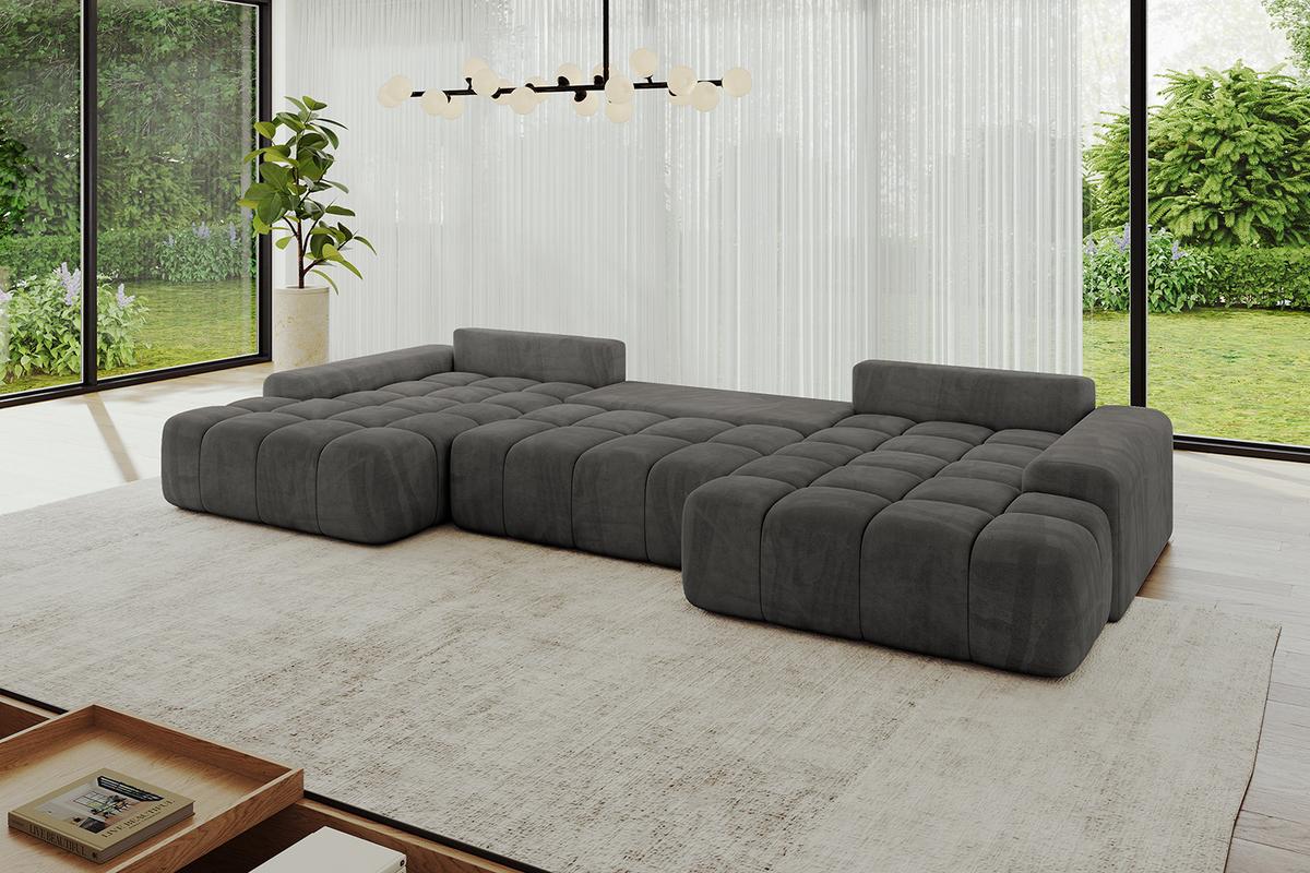 WOHNLANDSCHAFT ENSI-U - 353x164x69 cm Anthrazit - Anthrazit, Holzwerkstoff/Kunststoff (357/69/164cm) - ALTDECOR