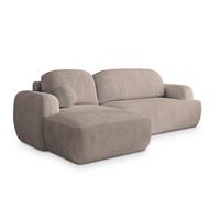 ECKSOFA MODENZA P L-S Beige Kordstoff mit Schlaffunktion - Beige/Schwarz, Holz/Kunststoff (266/148cm) - MASSENO