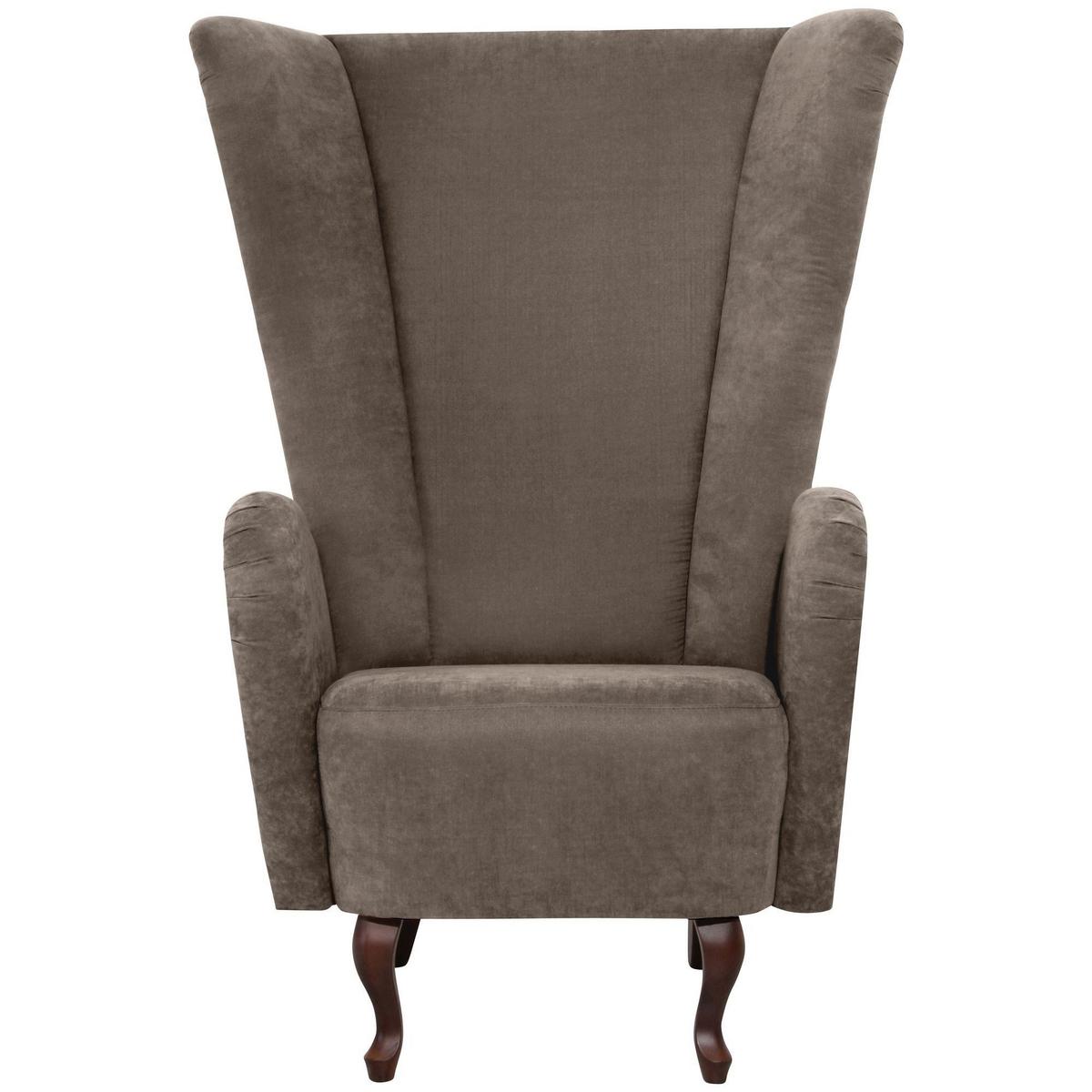 HOCHLEHNSESSEL Kailey Bezug Velourstoff Buche nussbaum dunkel / sahara - Sahara, Kunststoff (96/122/89cm) - 58aufmkessel