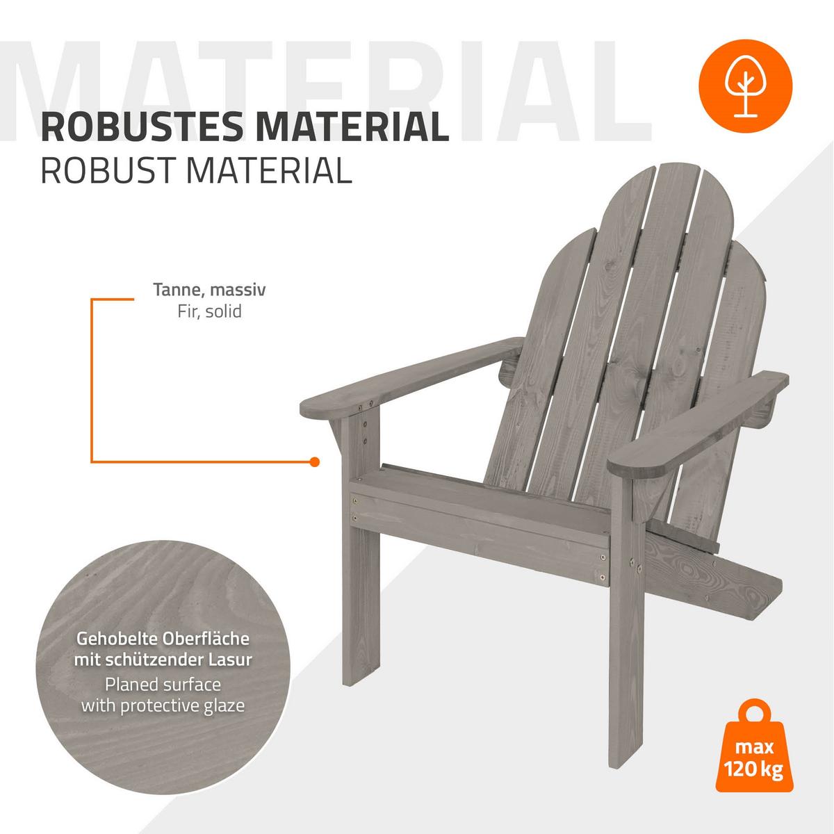 ADIRONDACK-GARTENSTUHL 2er Set aus Tannenholz Grau - Grau, Holz (89/92.5/70cm) - ML-DESIGN