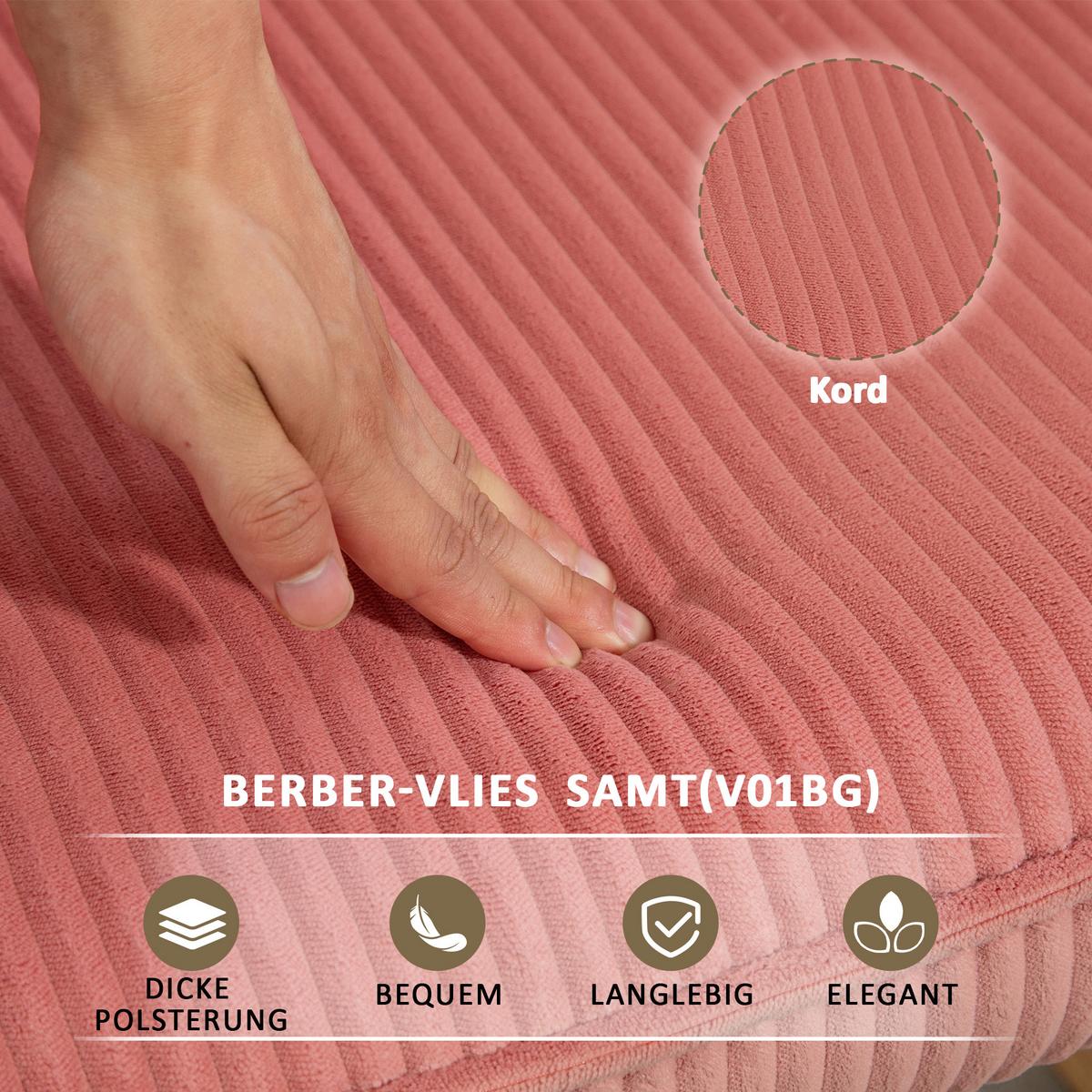 SCHAUKELSTUHL, Schaukelsessel mit Kordoptik, Armlehne für Wohnzimmer, Rosa - Koralle/Rosa, Buchenholz/Textil (98/101/71cm) - HOMCOM