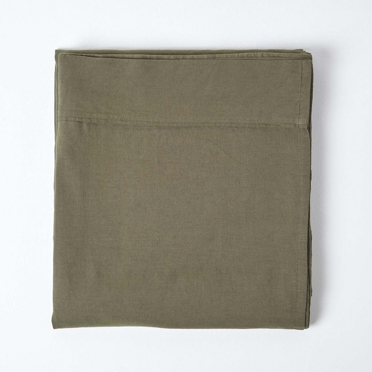 LEINEN-BETTLAKEN ohne Gummizug aus 60% Leinen & 40% Baumwolle - Olivgrün, Textil (240/275cm) - Homescapes