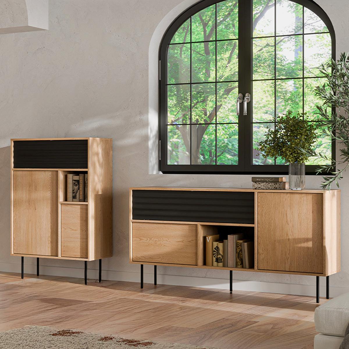 SIDEBOARD Astra Holz und Schwarz - Schwarz, Holzwerkstoff (76.6/120/40cm) - Petits-meubles